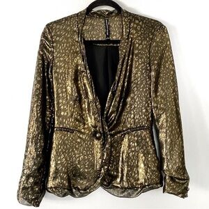 Walter Baker Genny sheer gold black lightweight leopard jacket blazer XS